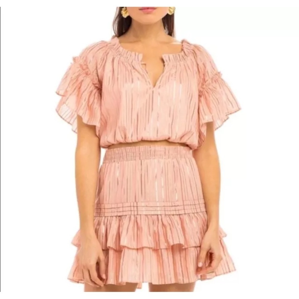 Anna Cate Metallic Striped Mini Dress Pink Medium